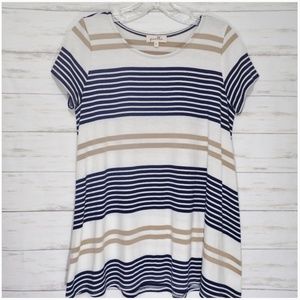 Puella for Anthropologie Striped Trapeze Tee Sz S